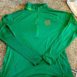 Women’s ND Under Armor half zip- heathered green. In perfect condition